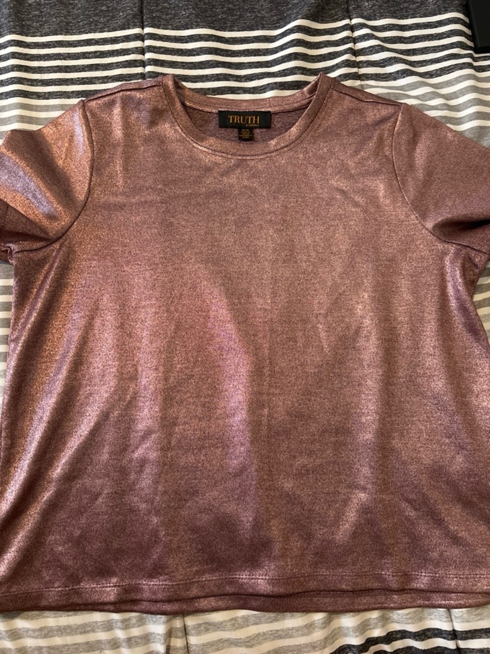 Truth + Co. Metallic Rose Short Sleeve Crewneck Tee